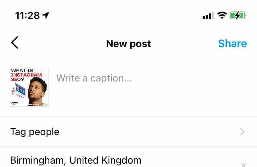 adding location to Instagram post