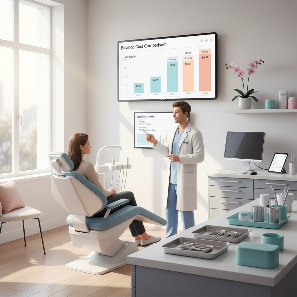 Dentist explaining dental implant eligibility to patient in modern UK clinic