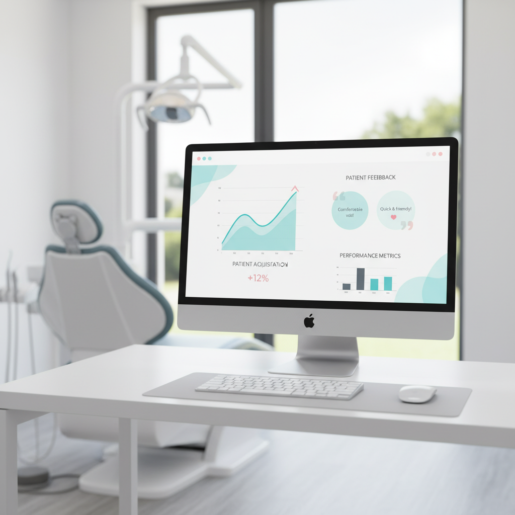 Dental clinic workspace with a computer display