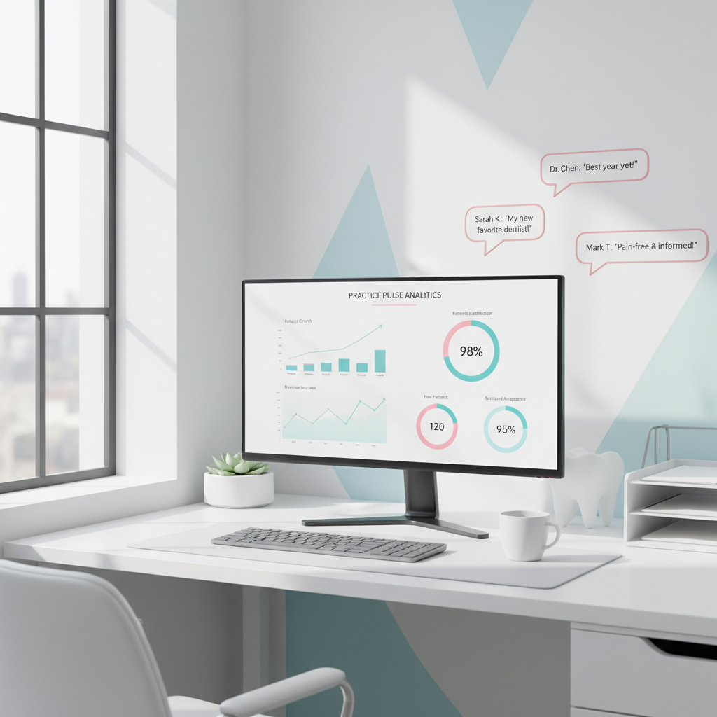 Modern dental clinic workspace with computer display
