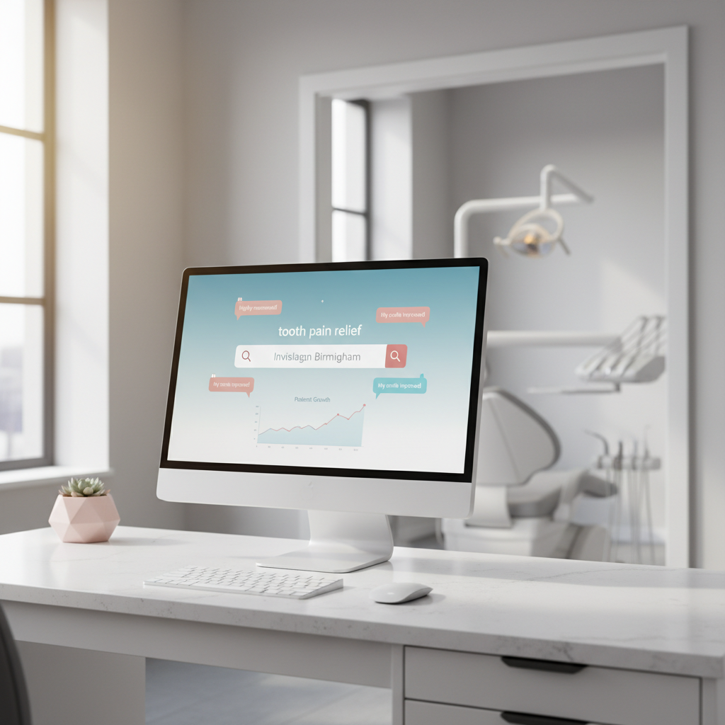 Modern dental workspace with digital dashboard