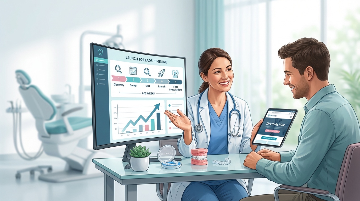 Affordable dental website design for Invisalign promotion.