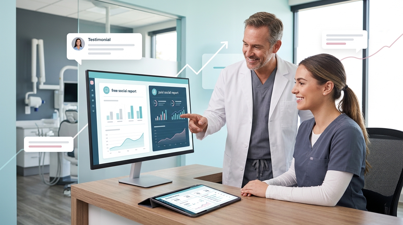 Benefits of Dental practice SEO free social reports vs paid