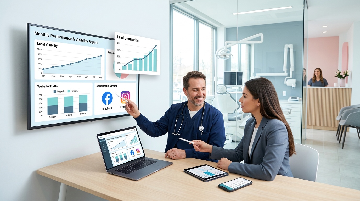What are the benefits of SEO and social reports for dental practices?