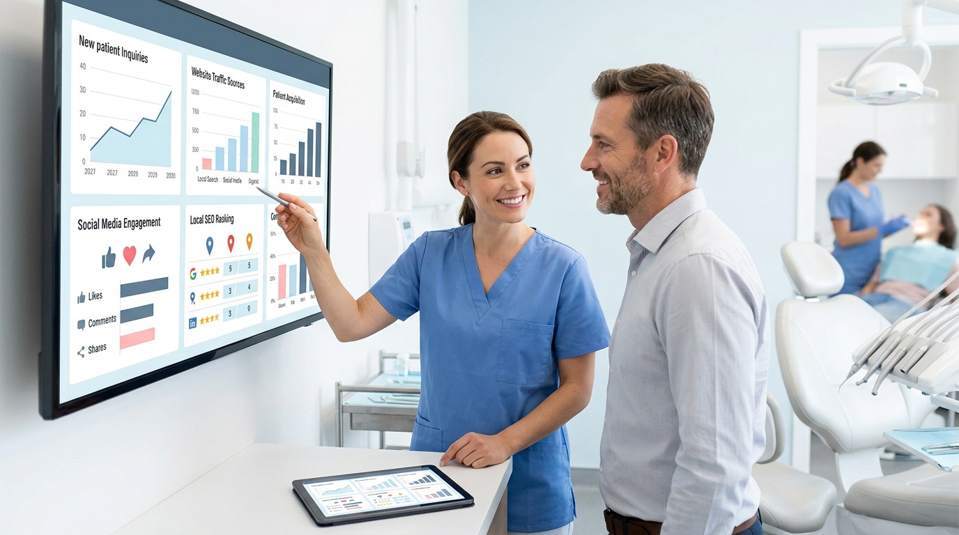 What are the benefits of SEO and social reports for dental practices?