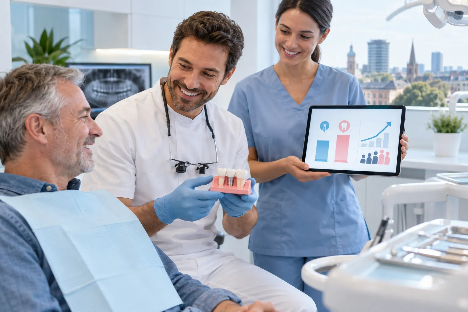 Infographic comparing NHS and private dental bridge and implant costs in Birmingham