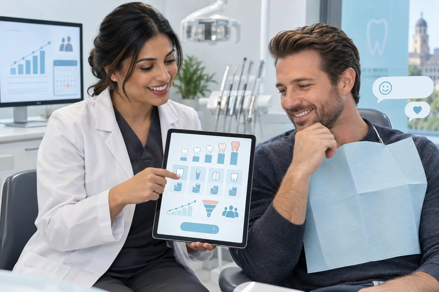 Infographic breaking down smile makeover costs by treatment type with price icons