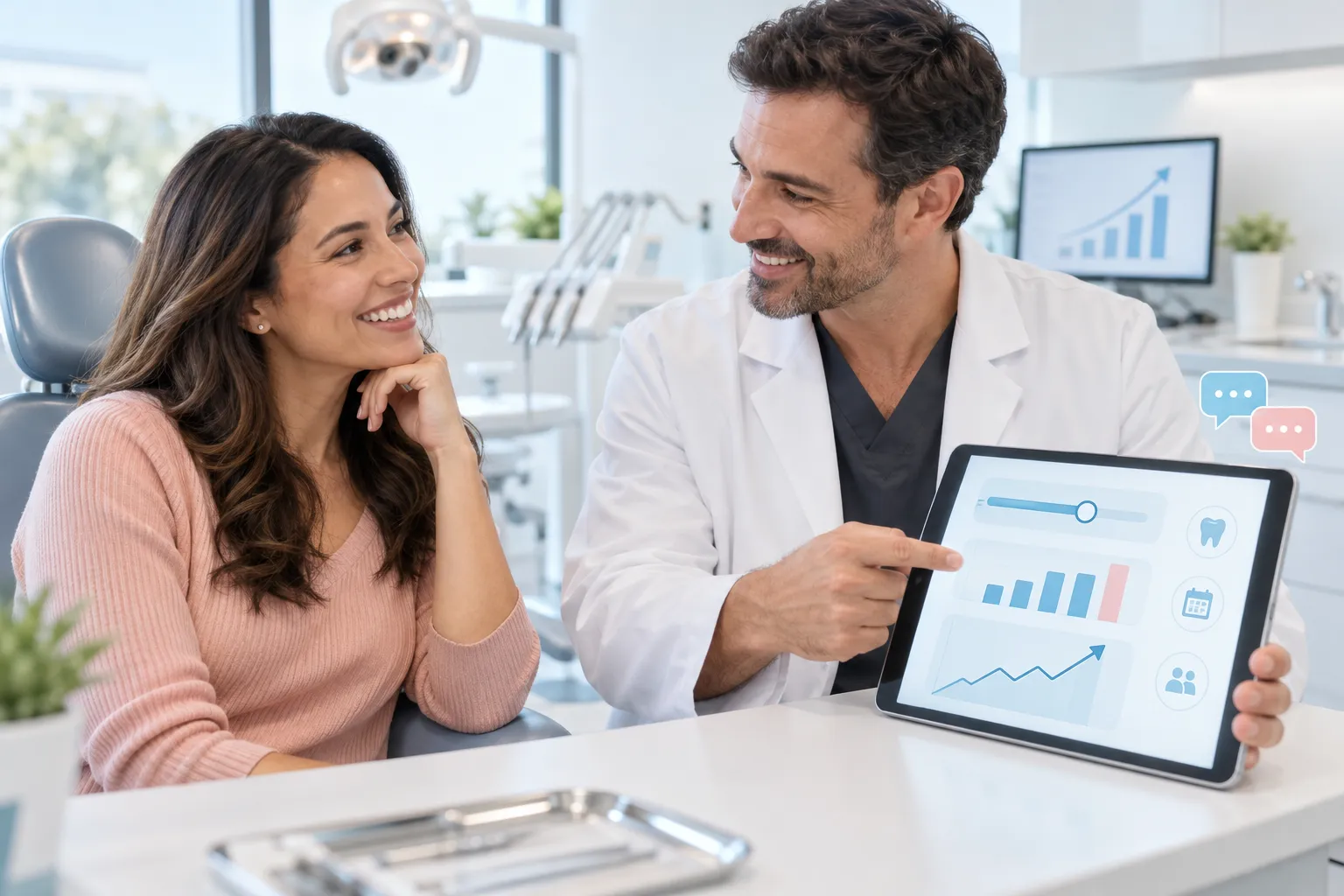 Modern digital marketing visual for dental veneer financing with payment icons